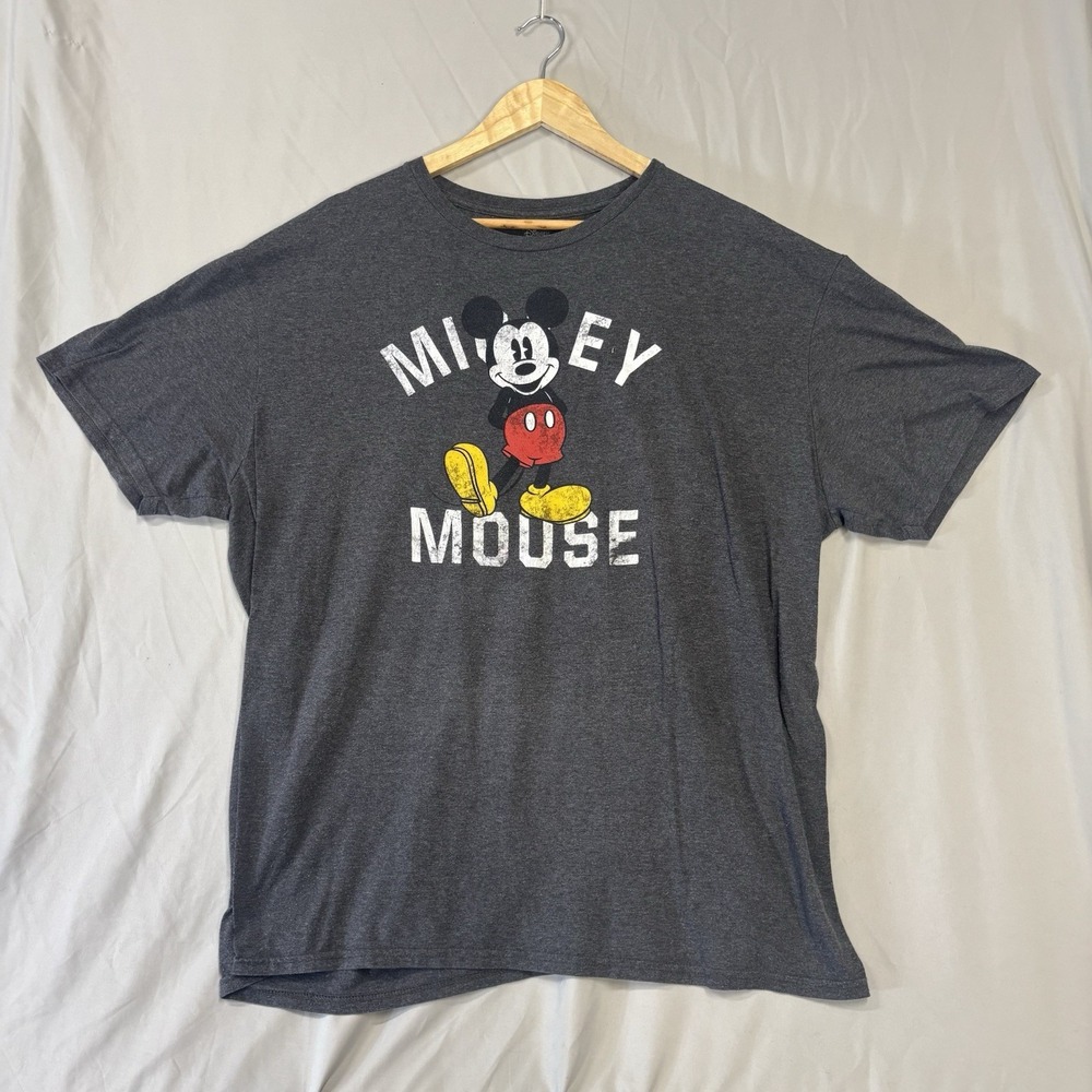 Disney T-Shirt Mickey Mouse Graphic Unisex XXL Gray Distressed Print